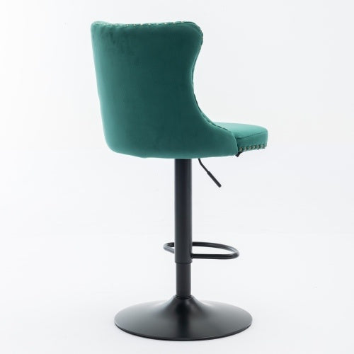 Jade Green Velvet Barstool Duo