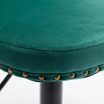 Jade Green Velvet Barstool Duo