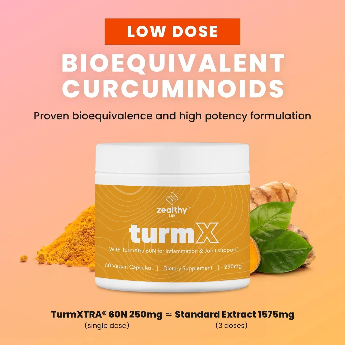 Turmeric Supplement - 250 mg per Capsule