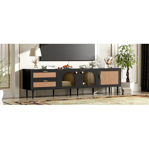 The Montclair Noir Rattan Media Credenza