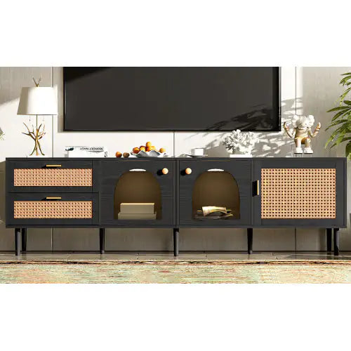 The Montclair Noir Rattan Media Credenza