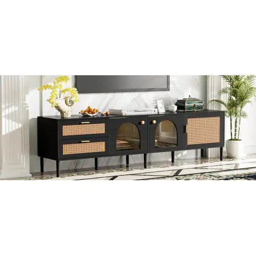 The Montclair Noir Rattan Media Credenza