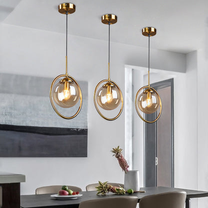 Golden Aura Glass Pendant Light
