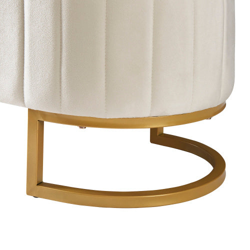 Beige Velvet Storage Ottoman
