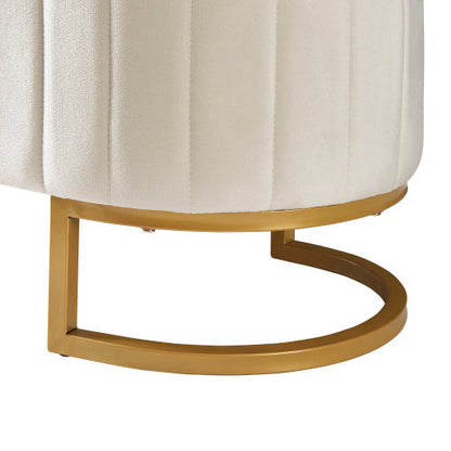 Beige Velvet Storage Ottoman