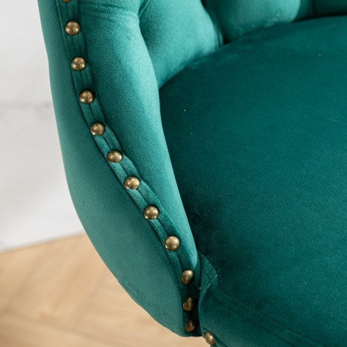 Jade Green Velvet Barstool Duo