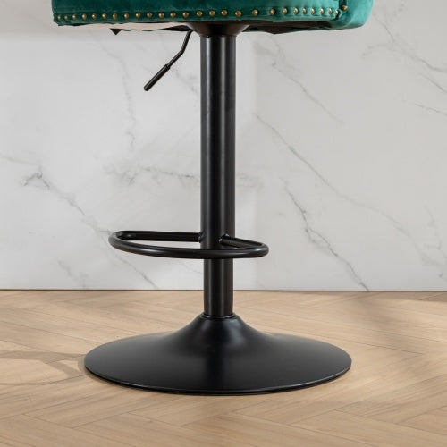 Jade Green Velvet Barstool Duo