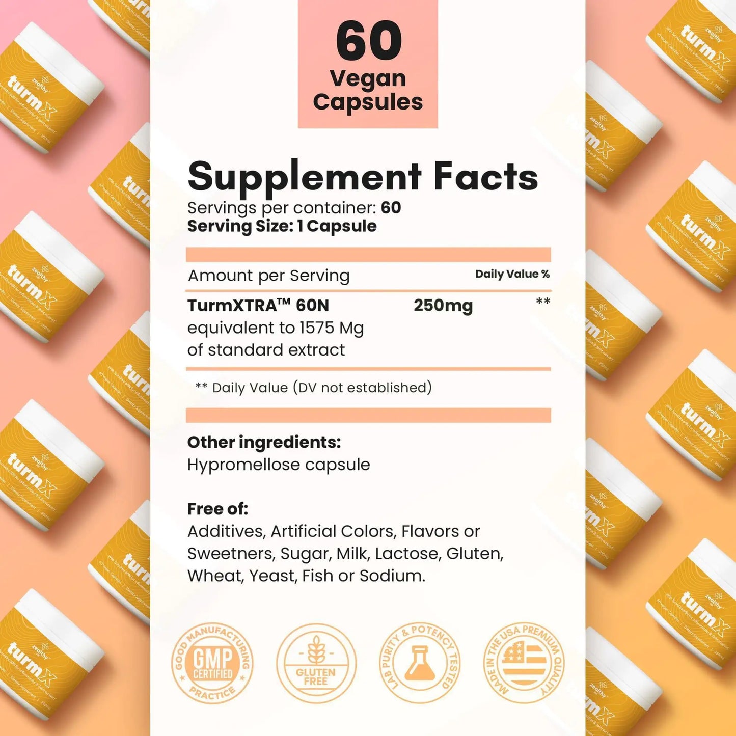 Turmeric Supplement - 250 mg per Capsule